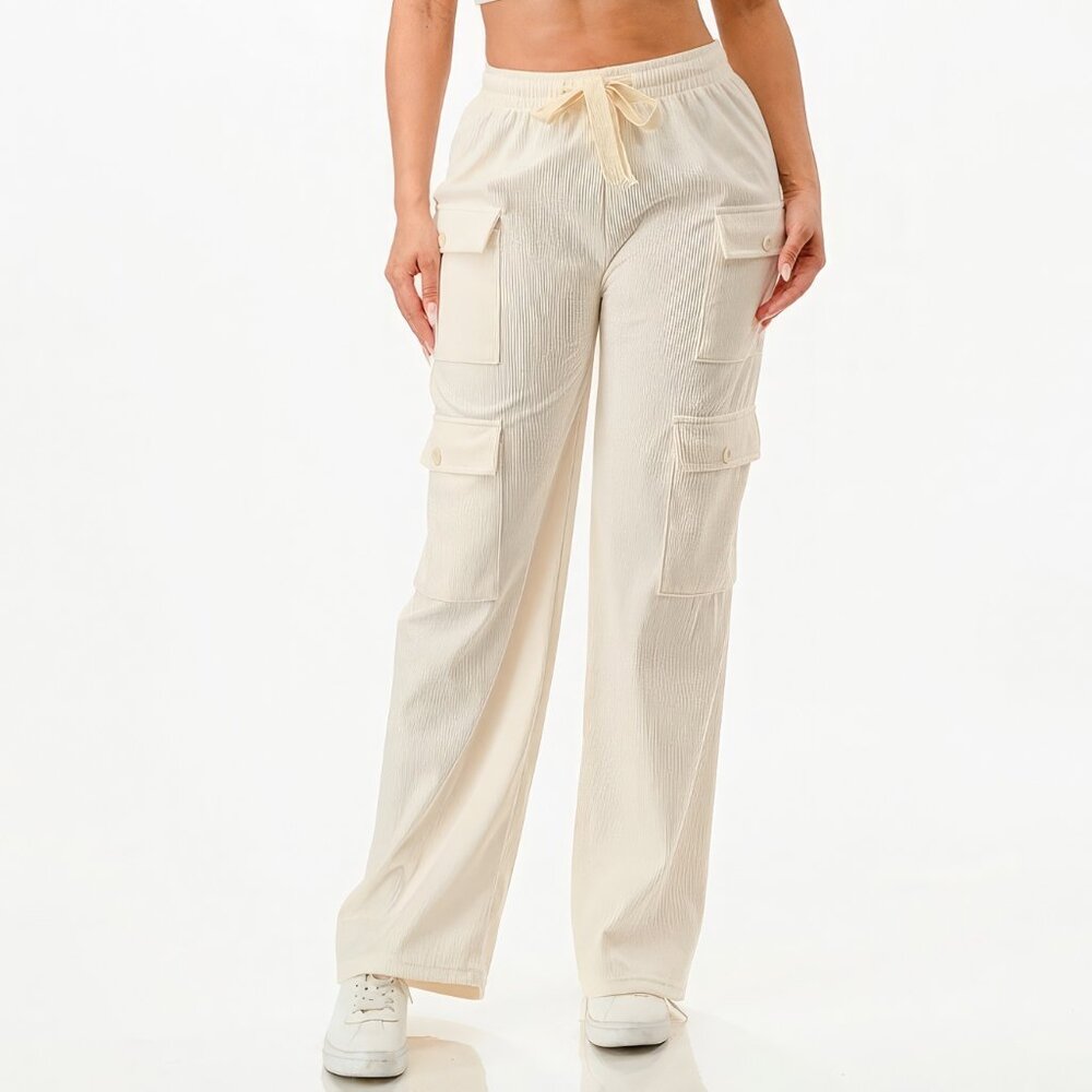 Solid Corduroy Cargo Pants